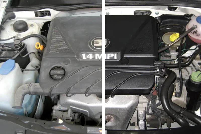 Limpiar motor del coche antes y después.